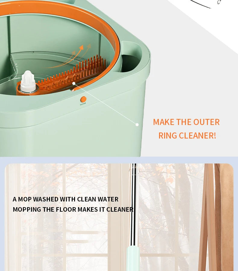 Microfiber Mop with Spin Bucket Set Automatic Water Separation Floor Washing Mops Rotating Triangular Mop 360 Window Wiper Tools