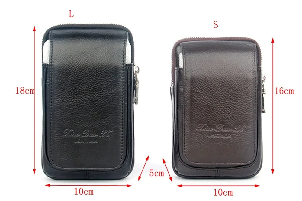 High Quality Men Genuine Leather Waist Pack Bag Coin Cigarette Purse Pocket Pouch Belt Bum Cell/Mobile Phone Case Fanny Bags