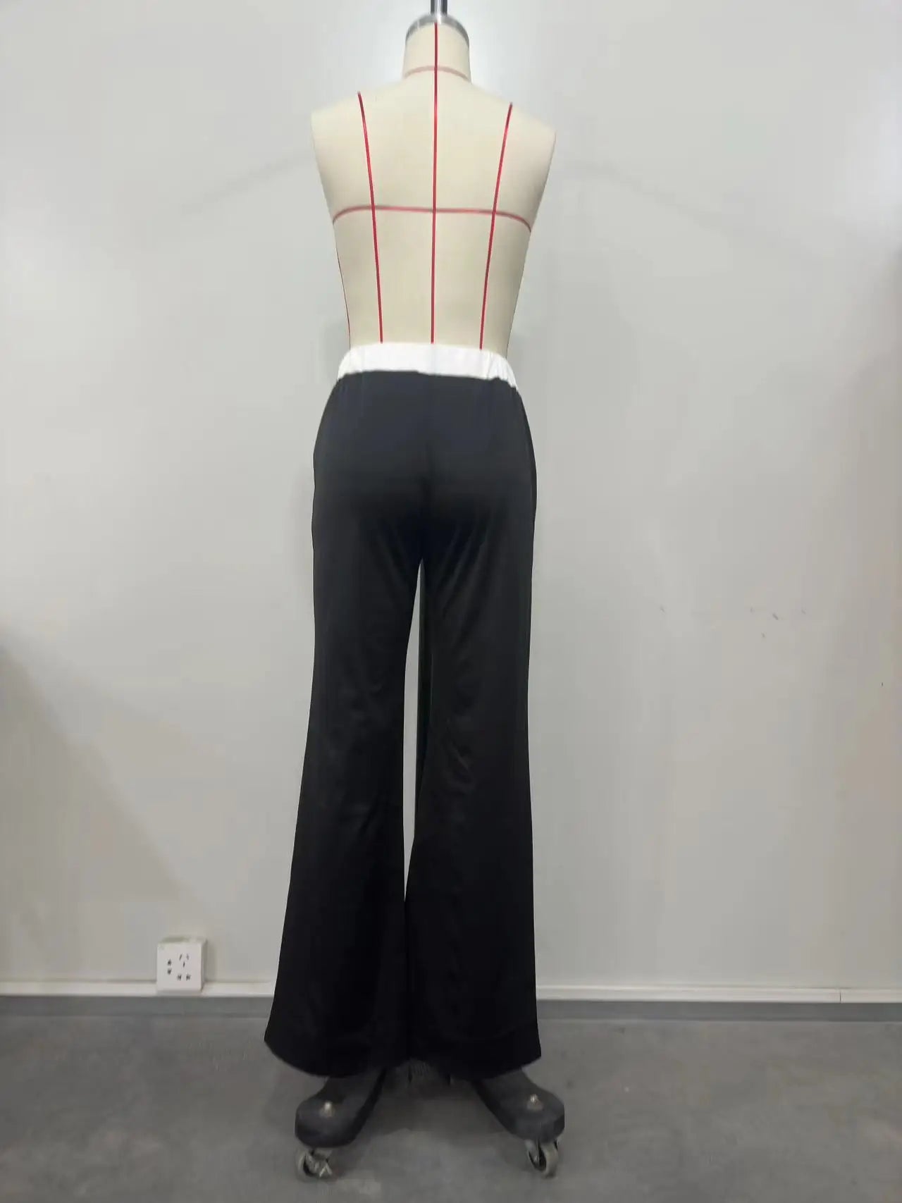 CM.YAYA Elegant Women Black White Splicing Loose Wide Leg High Waist Pants 2024 INS Street OL Work Casual Party Trousers