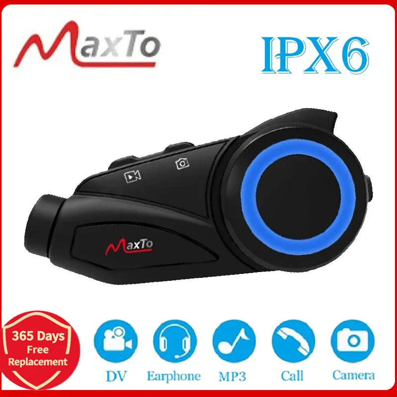 MAXTO M3 Motorcycle Helmet  Bluetooth Headset Intercom 1000m WiFi 1080P Lens Video Recorder Waterproof 6 Riders