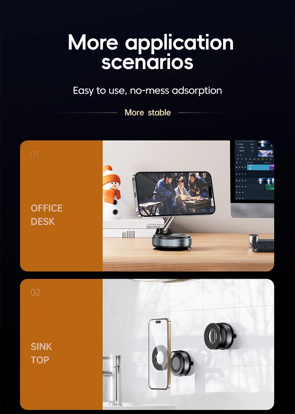 360° Rotation Car Dashboard Holder Magnetic Suction Cup Holder Foldable Kitchen Lazy Phone Bracket For iPhone Android Smartphone