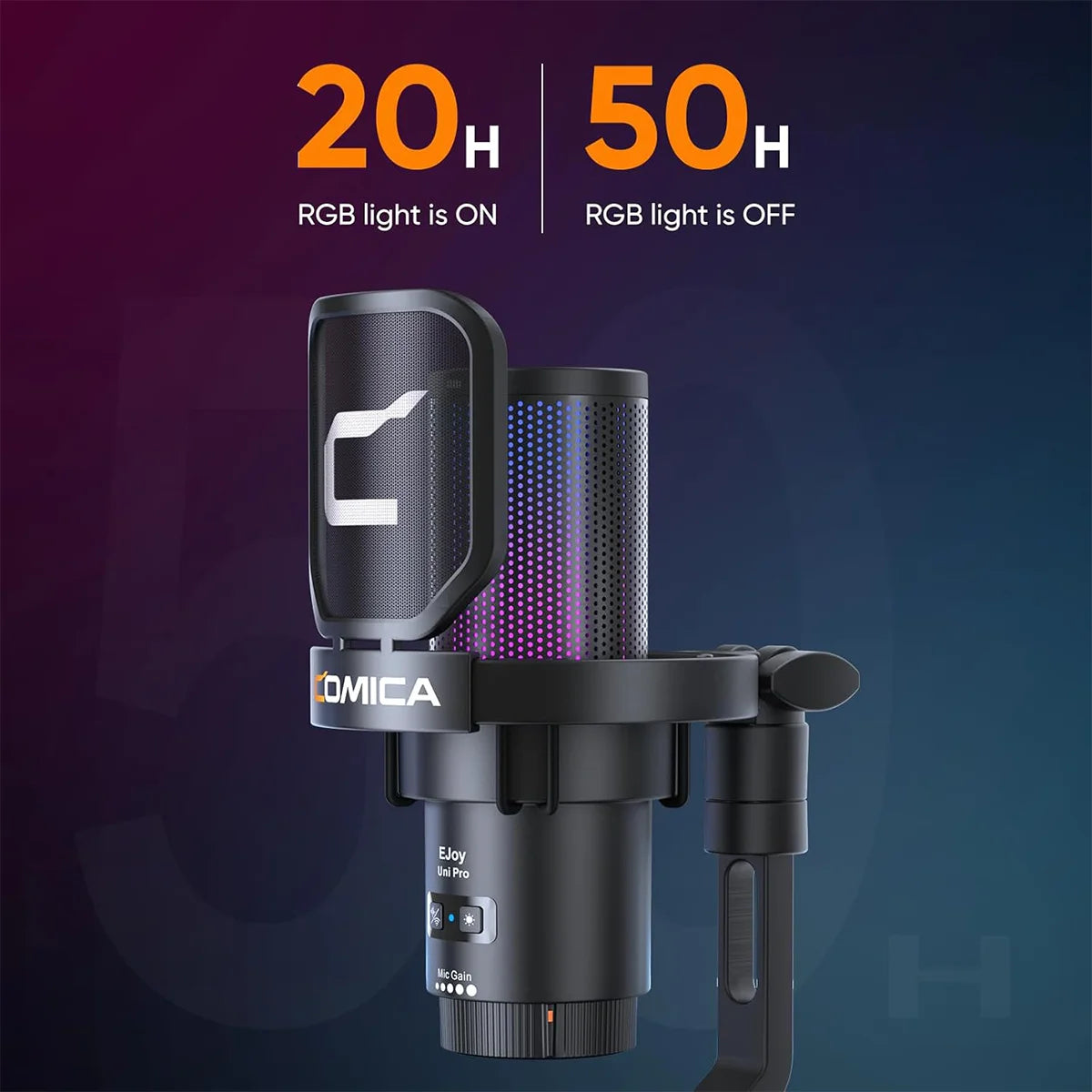 Comica Uni Pro/Uni Wire/Wireless USB Gaming Microphone for PC Laptop Smartphone Noise Cancellation Condenser Mic with RGB Lights