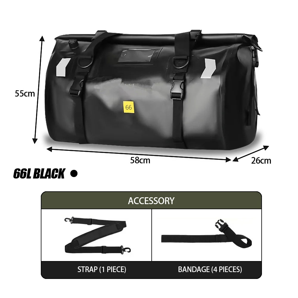 Motorcycle Waterproof TailBag Travel Outdoor Dry Luggage Roll Pack Bag 20/66/100L Motorbike Luggage Backpack Motorcycle Seat Bag