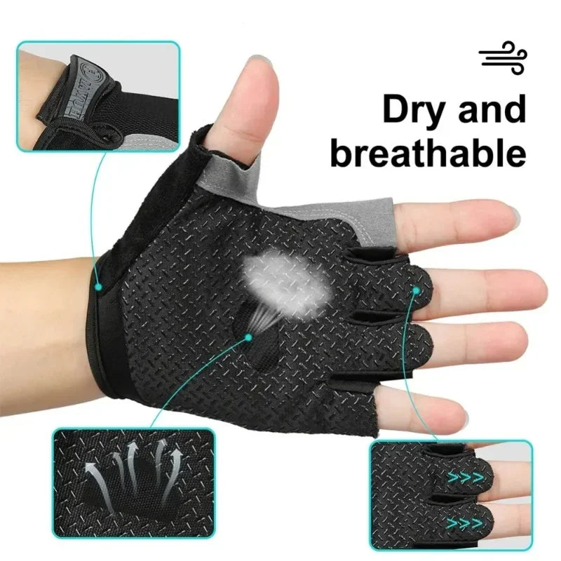 Breathable Anti-Slip Half Finger Gloves for Fitness Cycling Summer Gym Cycling Gloves for Men And Women Bicycle Riding Fishing