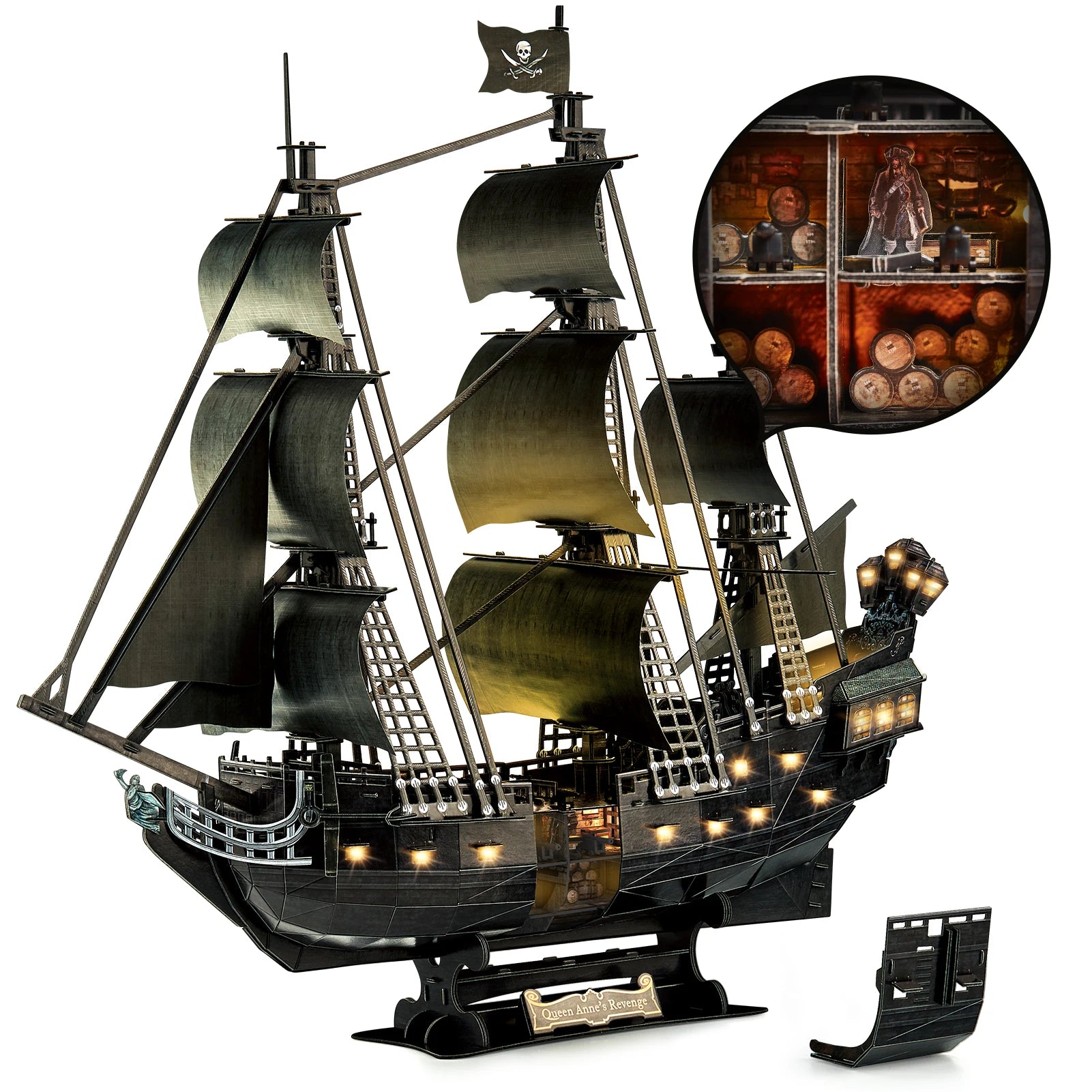 CubicFun 3D Puzzles Ship from PL/US/RU LED Flying Dutchman Pirate Ship Model Queen Anne Revenge Sailboat Titanic Ship Jigsaw