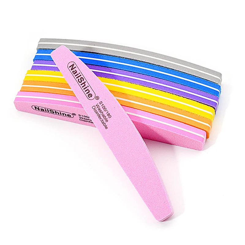 10pcs Nail Blocks Files Double-sided Colorful Sponge Nail Polish Buffing Sanding Buffer Strips Polishing Pedicure Manicure Tools