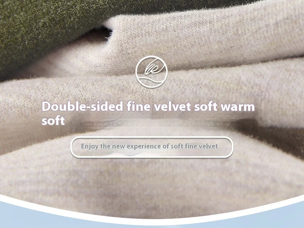 Winter Cashmere Silk Semi-High Neck Thermal Underwear Women's De Velvet Fever Fall Pants Suit Padded and Thickened Couple Suit