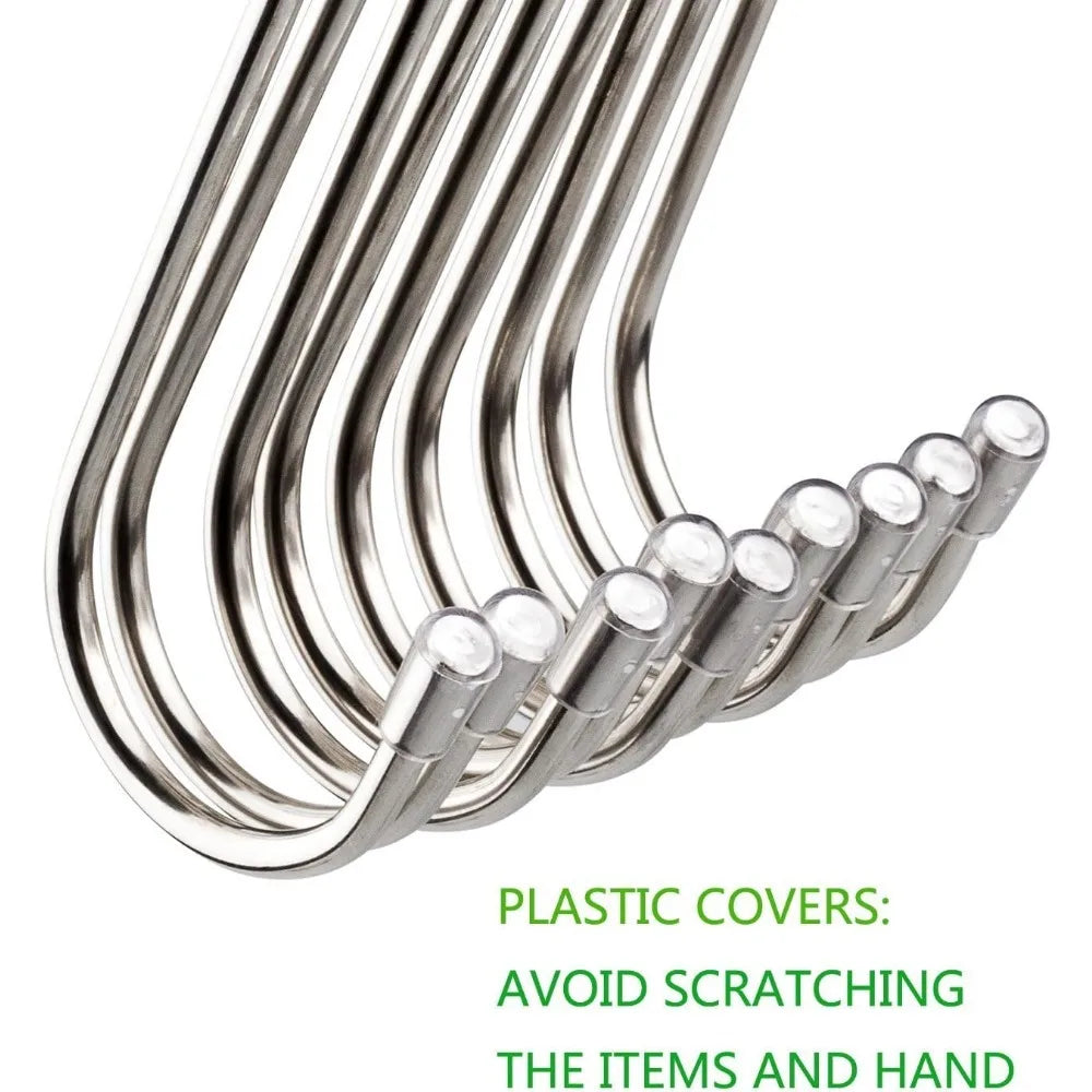 S Shaped Hooks Stainless Steel Metal Hangers Hanging Hooks Kitchen Work Shop Bathroom Garden Tower Hanger Home Storage Holder