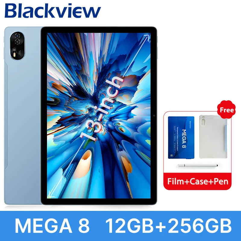 【World premiere】Blackview MEGA 8 Tablet 13 inch FHD+ 90Hz Display 11000mAh  AI Android 15 50Mp Camera 4 BOX Speakers 4G Pad PC