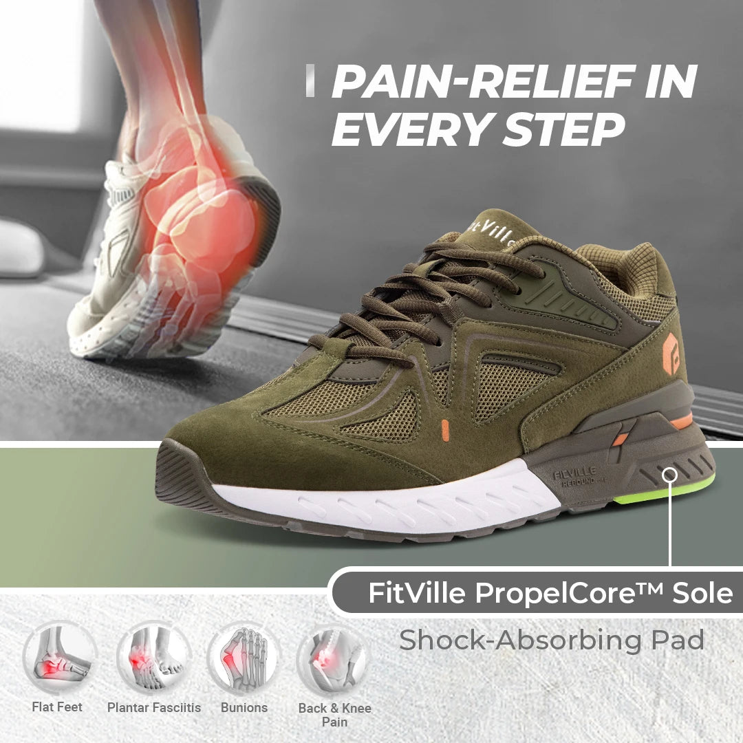 FitVille Men's Walking Shoes Extra Wide Lightweight Sneakers for Flat Feet Arch Fit Heel Pain Relief Non-Slip Running Shoes