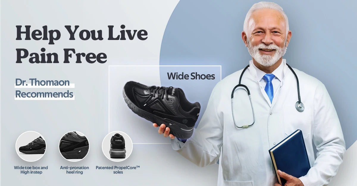 FitVille Men's Walking Shoes Extra Wide Lightweight Sneakers for Flat Feet Arch Fit Heel Pain Relief Non-Slip Running Shoes