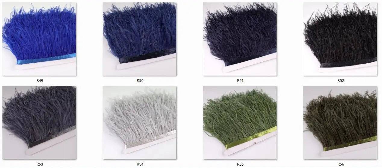 Ostrich Feathers Trim 13-18 CM Plumes on Ribbon Selvage For DIY Wedding Sewing in Dress Decoration Crafts Accessories Wholesale