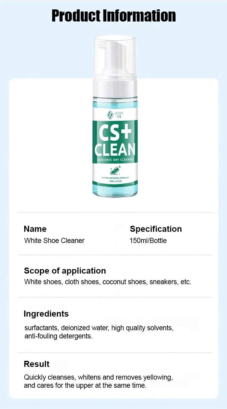 White Shoe Cleanershoe cleaning Dry Cleaning Stain Removing Foam Sneaker Cleaner water-free Deyellowing Whitening Cleaner
