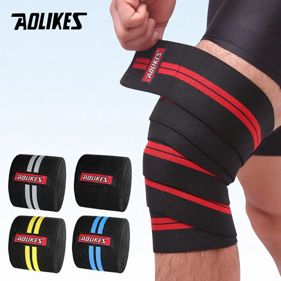 AOLIKES 1PCS Knee Wraps for Weightlifting - 78.7" Elastic Knee Straps for Squats and Weight Lifting - Lifting Knee Wraps for gym
