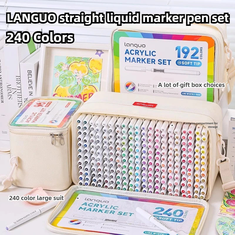 LANGUO 240/9 Colors Direct Liquid Color Acrylic Paint Pens Brush Marker Artist Painting DIY Card Making Art Supply Stationery