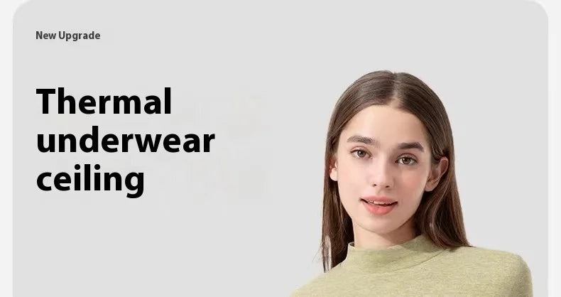 Winter Cashmere Silk Semi-High Neck Thermal Underwear Women's De Velvet Fever Fall Pants Suit Padded and Thickened Couple Suit