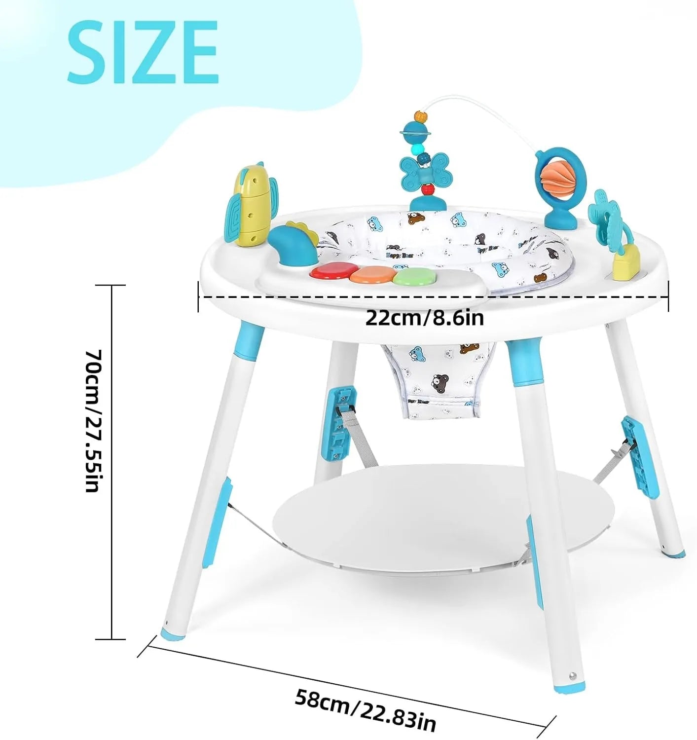 Baby activity center, 3-in-1 with detachable toys and 360 degree rotating seat, ideal for toddler development and entertainment