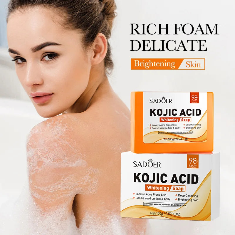 1/2pcs SADOER Kojic Acid Facial Soap Face Wash Foam Facial Cleanser Moisturizing Hydrating Oil Control Body Bathing Soap