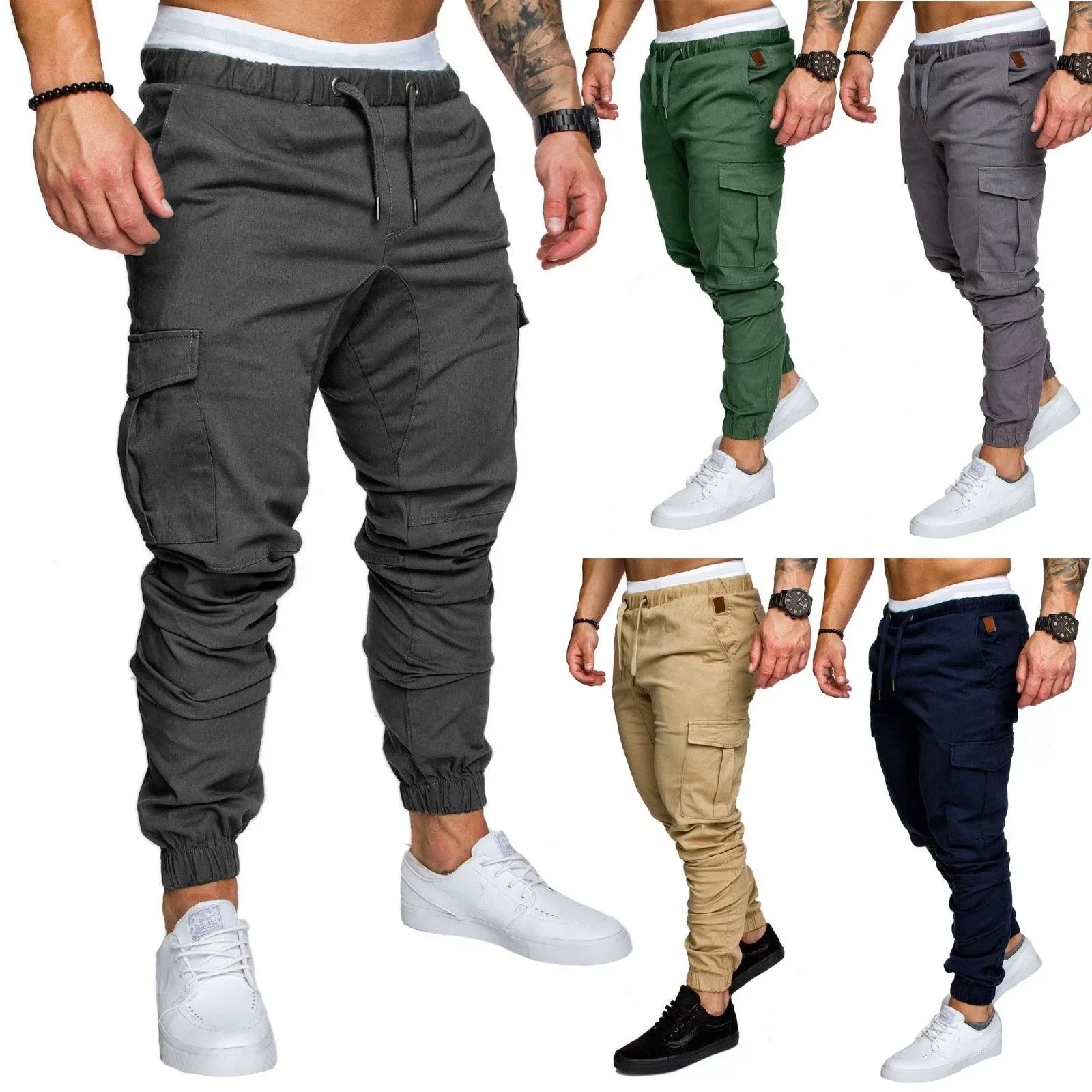 Summer Slacks Men's Leggings Foreign Trade New Overalls Multi-pocket Pants Men's Woven Fabric