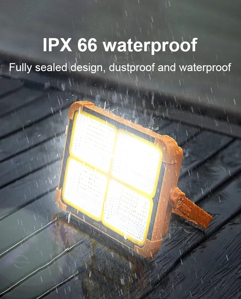 Powerful 400㎡ Solar Rechargeable Camping Light 20000mAh Power Bank LED Flashlights Magnet Portable Lantern Repair Emergency Lamp