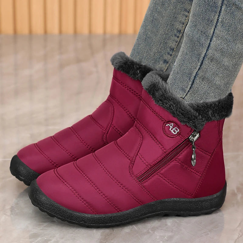 New Snow Women's Boots Comfortable Men's Boots Waterproof Women's Shoes Zipper Shoes Couple Soft Fur Women's Winter Boots