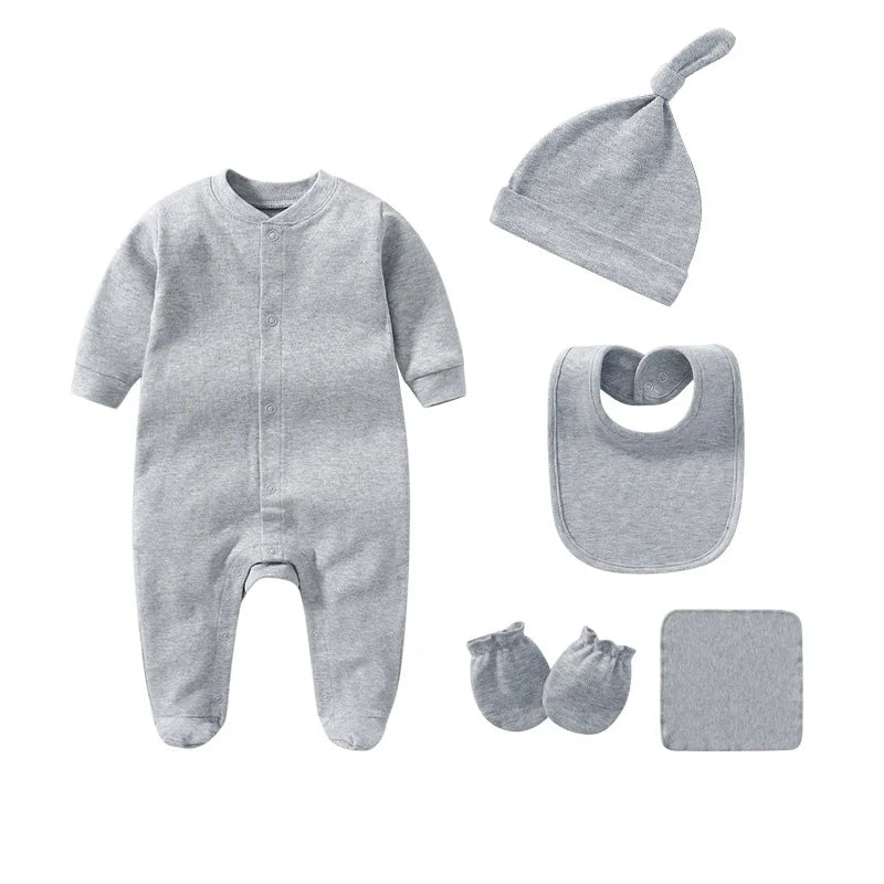 Baby boys rompers Cotton Solid newborn Baby Clothing Mittens Hats Socks Kids Outfits Toddler Custome