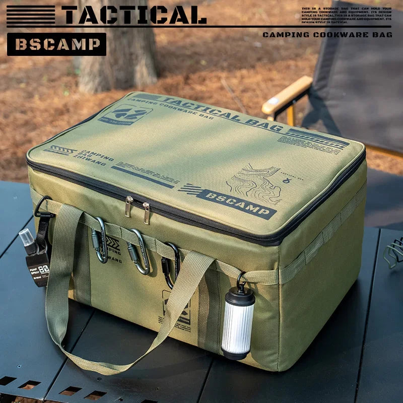 30-42L Camping Equipment Storage Bag Insulation Folding Storage Box Tableware Handbag Field Divider Tactical Camping Picnic Tool