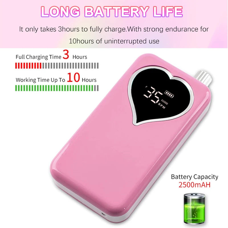 Nail Drill Machines For Manicure drill para unas 35000 RPM Heart Portable Desktop Rechargeable Adjust Speed Low Noise Nail Drill