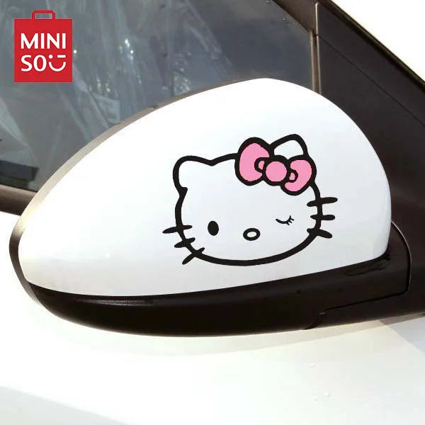 Sanrio Anime Hello Kitty Car Sticker Kawaii Kitty Cat Auto Window Decals Rear Windshield Stickers Car Decor Sticker Laptop Decal