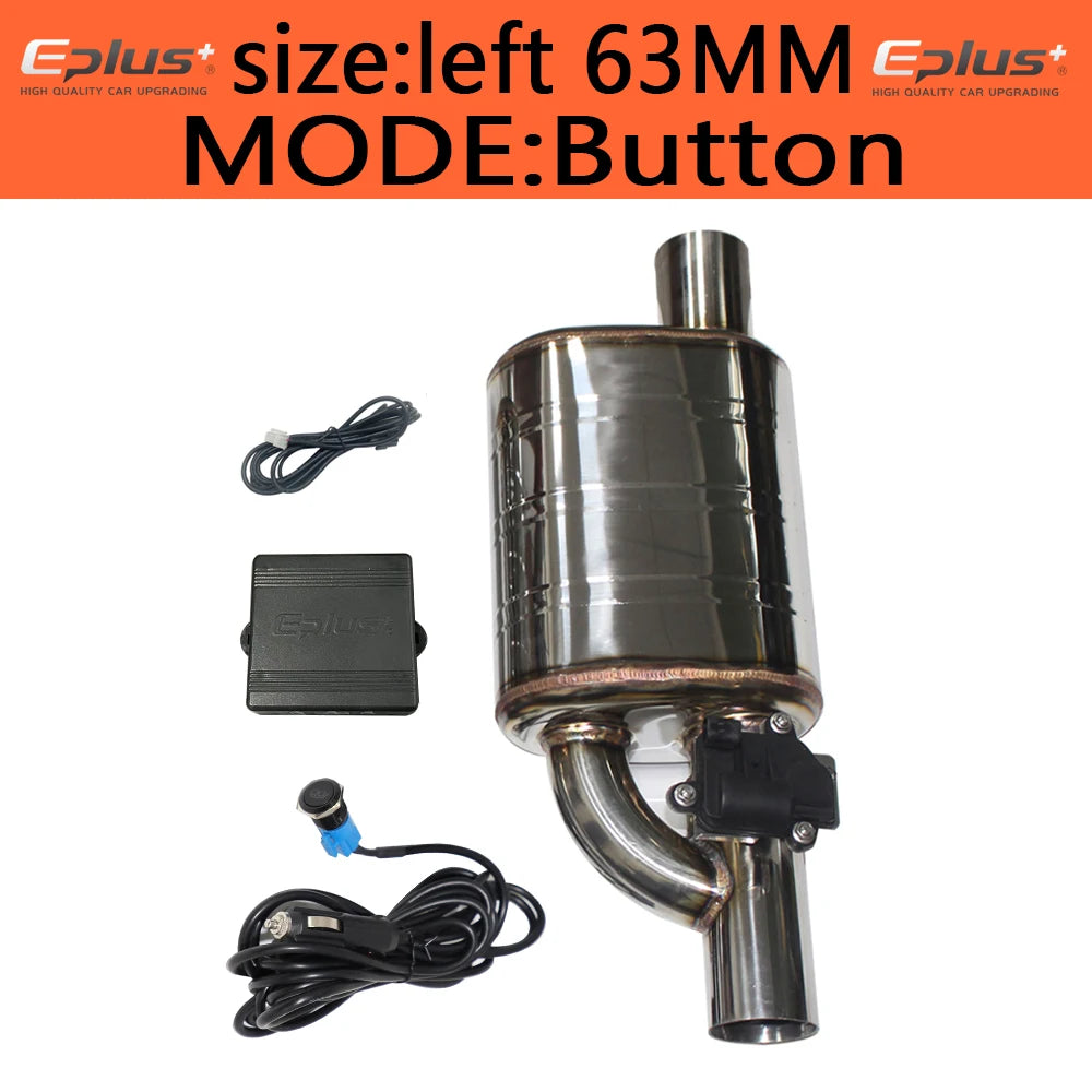 EPLUS Car Exhaust System Electric Valve Control Exhaust Pipe Kit Adjustable Valve Angle Silencer Stainless Universal 51 63 70 76