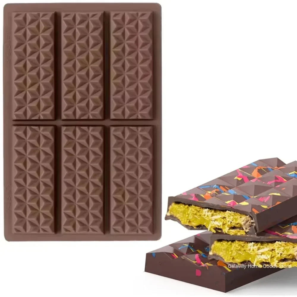 6-hole Chocolate Bar Mold Thick Chocolate Bar Mold Silicone Chocolate Mold Filled Knafeh Pistachio Chocolates Bar