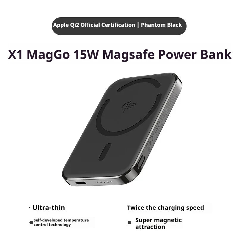 Xilecaly Qi2 Magnetic Power Bank 10000mAh Ultra-Slim Aerospace-Grade Alloy Wireless PD20W For Magsafe Fast Charger for iPhone 16