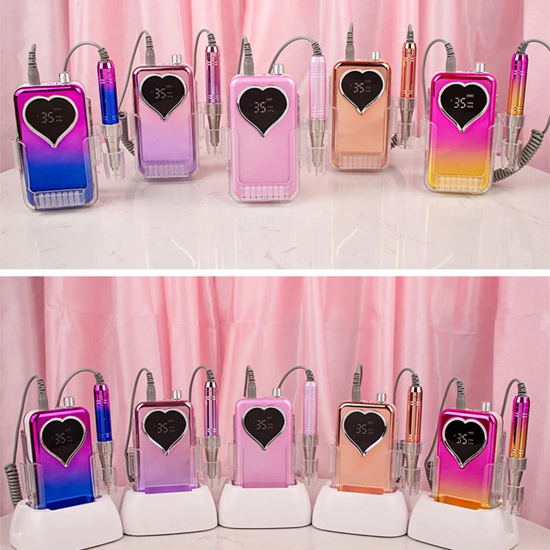 Nail Drill Machines For Manicure drill para unas 35000 RPM Heart Portable Desktop Rechargeable Adjust Speed Low Noise Nail Drill