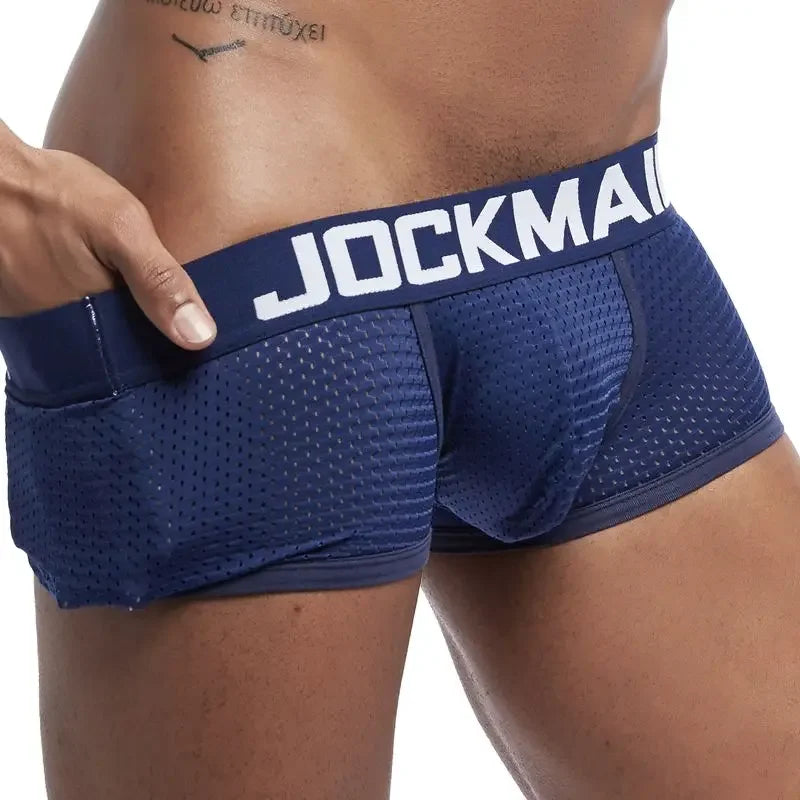 JOCKMAIL 4PCS/Lot Sexy Men Underwear Boxer Breathable Mesh Male Underpants U Convex Men Boxer Mens Trunks Summer Men's Clothes