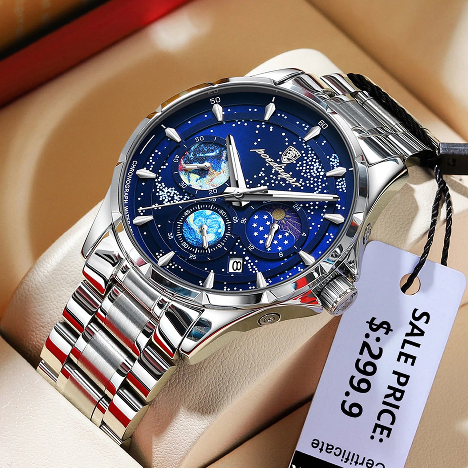 POEDAGAR Luxury Man Wristwatch Luminous Waterproof Chronograph Date Men Watch Stainless Steel Men's Quartz Watches Reloj Hombre