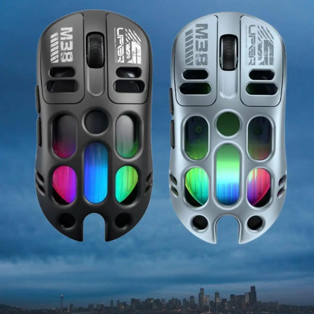 Wireless Hollow Mouse For E-sports Games Double/Tri-mode Skeleton Lightweight Low Latency Ergonomic E-sport Custom RGB PC Desk