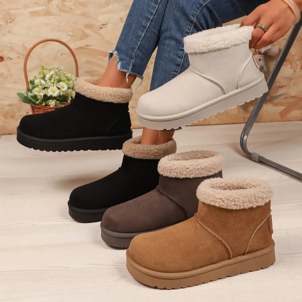 2025 Faux Fur Thick Bottom Snow Boots Women Winter Warm Thicken Plush Cotton Padded Shoes Woman Non Slip Platform Ankle Boots