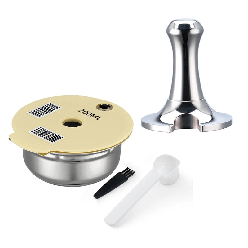 Reusable Refillable Coffee Capsule with Silicone Lid Filter Set for Bosch Tassimo Brewer Coffee Maker Stainless Steel