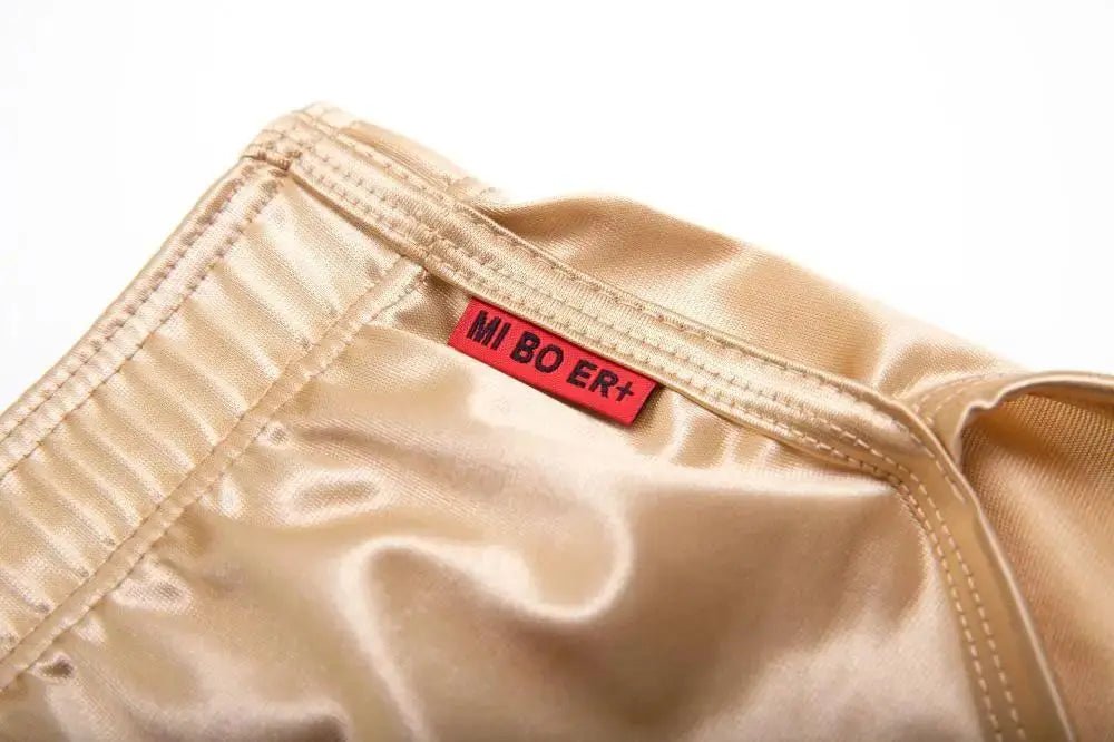 Mens Sexy Pajamas Boxer Shorts Smooth Silk Underwear Men Sleep Bottoms Homewear Lounge Shorts Male Panties Boxers