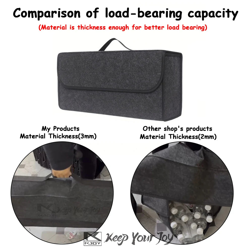 Upgraded with Add Net Bag Large Anti Slip Compartment Boot Storage Tool Car Storage Bag Car Trunk Felt Storage Box Accessories