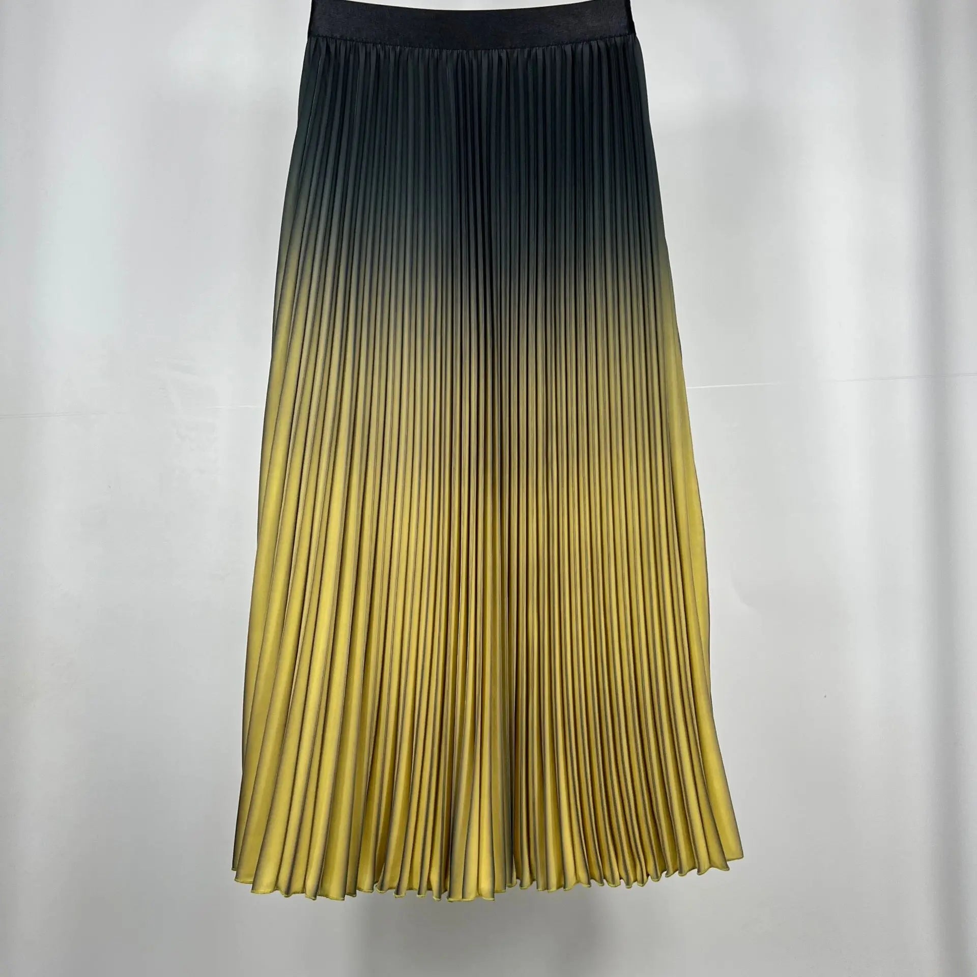 Women Gradient Pleated Midi Skirt 2024 Summer HIgh Street Skirt Women Clothes Elegant