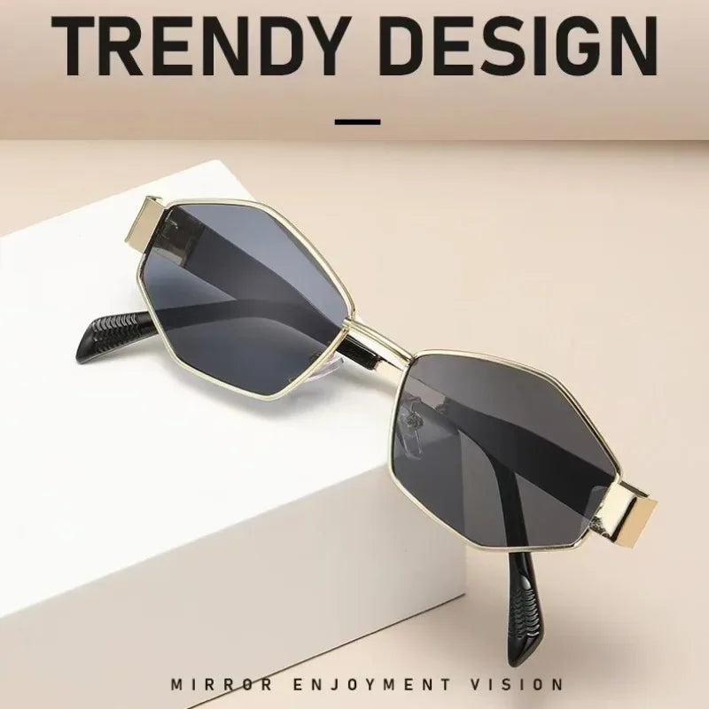 Fashion Hexagon Sunglasses Women 2025 Luxury Brand Design Unique Polygon Sun Glasses Men Vintage Small Frame Eyewear Shades