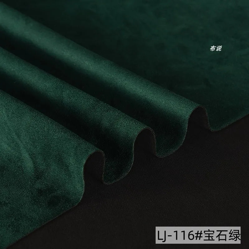 Elastic Suede Fabric By The Meter for Coats Skirt Dresses Clothing Pants Diy Sewing Cloth Soft Comfortable Smooth Green Series