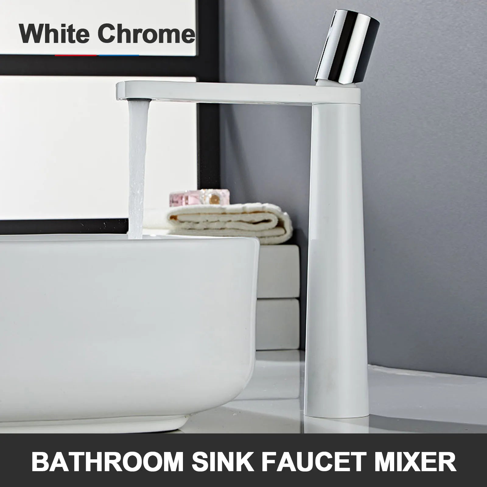 Bathroom Sink Faucet Single Hole Tall High Lavatory Vanity Basin Mixer Tap Commercial Modern Commercial Vessel Sink