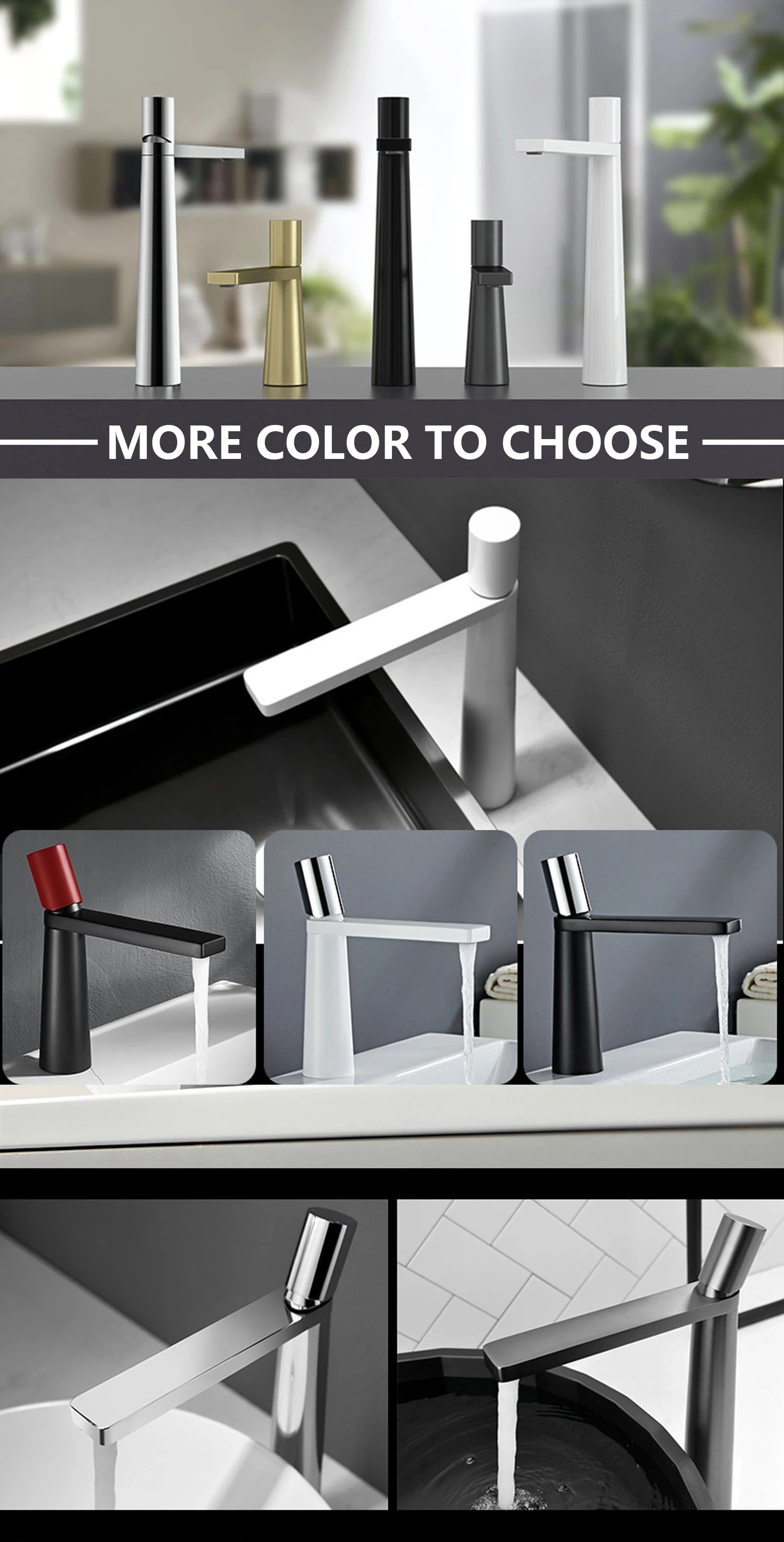 Bathroom Sink Faucet Single Hole Tall High Lavatory Vanity Basin Mixer Tap Commercial Modern Commercial Vessel Sink