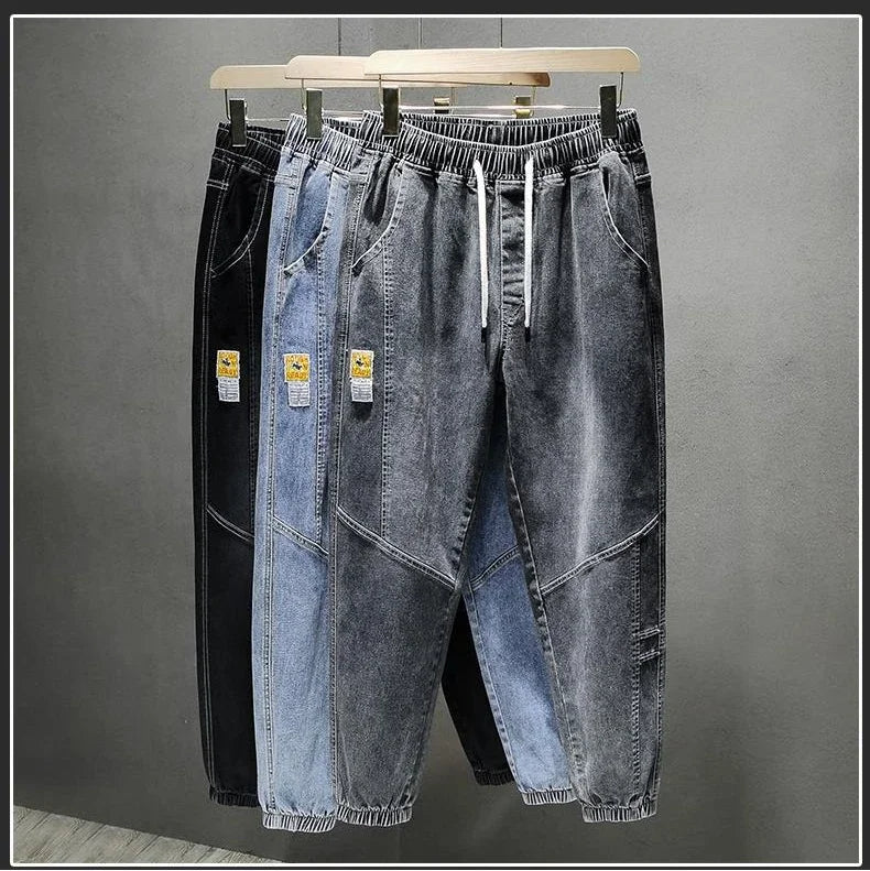 2023New Men's jeans Winter Fleece Jeans Thick Warm Denim Pants Men Streetwear Black Joggers Harem Jean Thermal Trousers