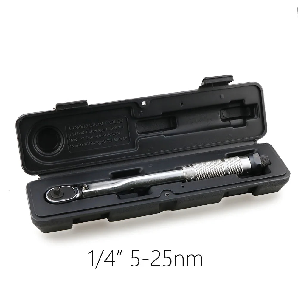 1/4 3/8 1/2-Inch Drive Click Torque Wrench 5-210N.m Square Drive Ratchet Wrench Repair Spanner Key Hand Tools With Box
