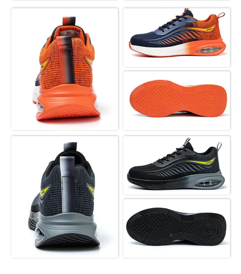 Air Cushion Shock Absorption Men Work Safety Shoes Sneakers Anti Nail Breathable Comfortable Indestructible Male Boots Footwear