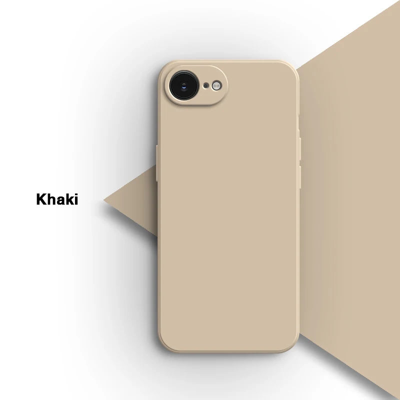 Original Phone Case for Apple iPhone 16E 5G Soft Liquid Silicone Classic Simple Square Internal Flocking High Quality Back Cover