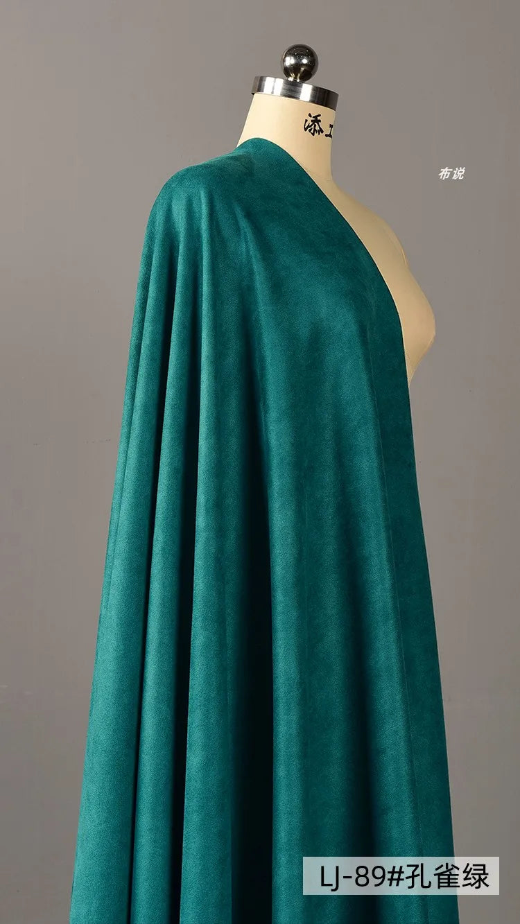 Elastic Suede Fabric By The Meter for Coats Skirt Dresses Clothing Pants Diy Sewing Cloth Soft Comfortable Smooth Green Series